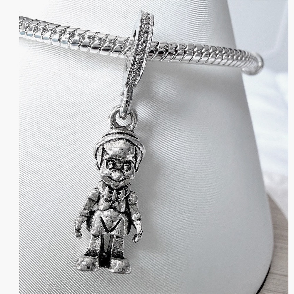 Silver‎ Pinocchio-inspired Dangle Bracelet Charm Snake Chain